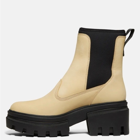Timberland Everleigh Light Yellow nubuck lug sole side goring Chelsea Boots sz 8 - Picture 2 of 8